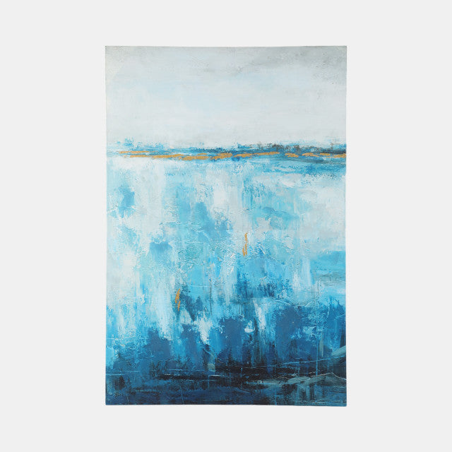 Abstract Hand Embelished Canvas Print, Blue 40x40