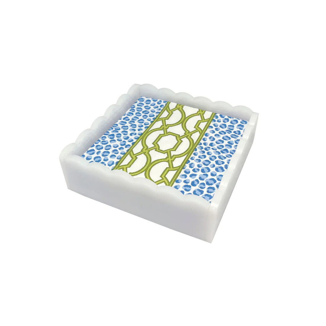 Knots And Spots White Scalloped Cocktail Napkin Box Set