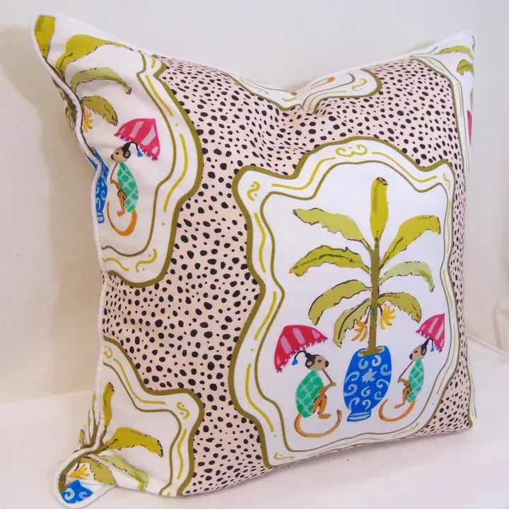 Limited Edition Monkey and Bananas Oat Pillow Cover w/ Welt