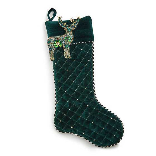 Emerald Beaded Deer Holiday Stocking