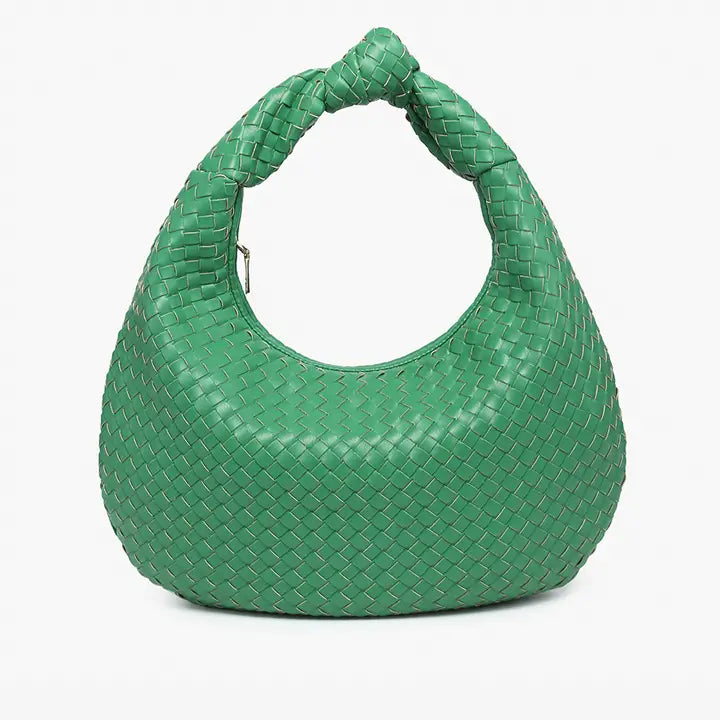 Emerald Valentina Woven Hobo w/ Knotted Handle