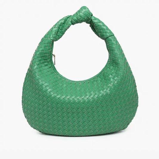 Emerald Valentina Woven Hobo w/ Knotted Handle