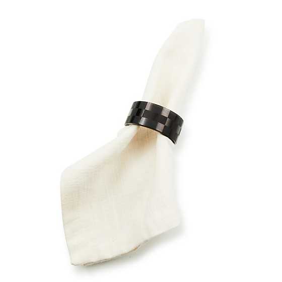 Black Check Napkin Rings, Set of 4