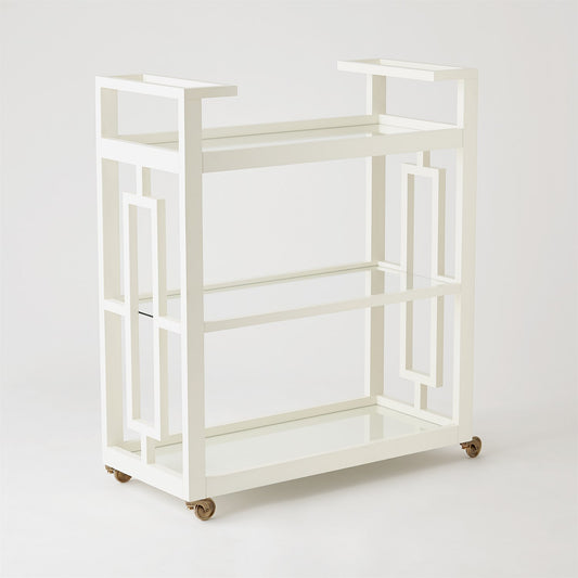 Grid Block Bar Cart-White