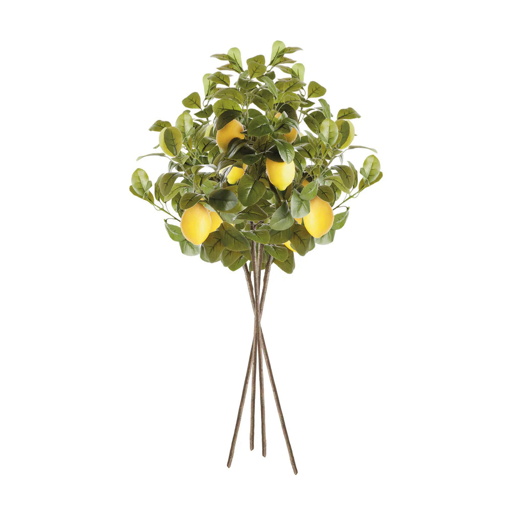 Green/Yellow Faux Lemon Stems 31", Set Of 4