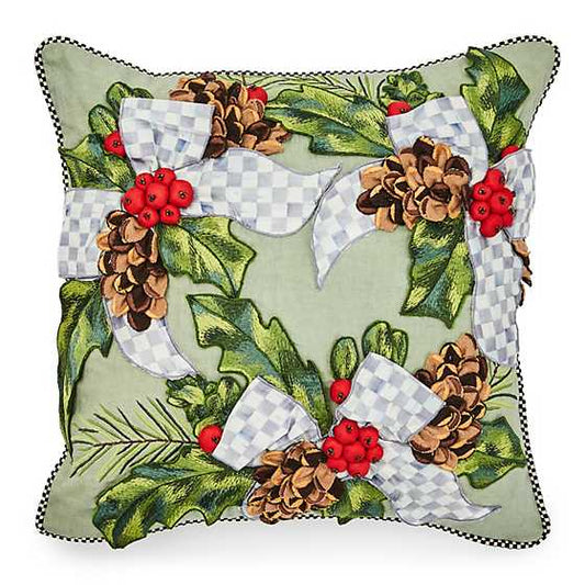 Farmhouse Holly Holiday Throw Pillow