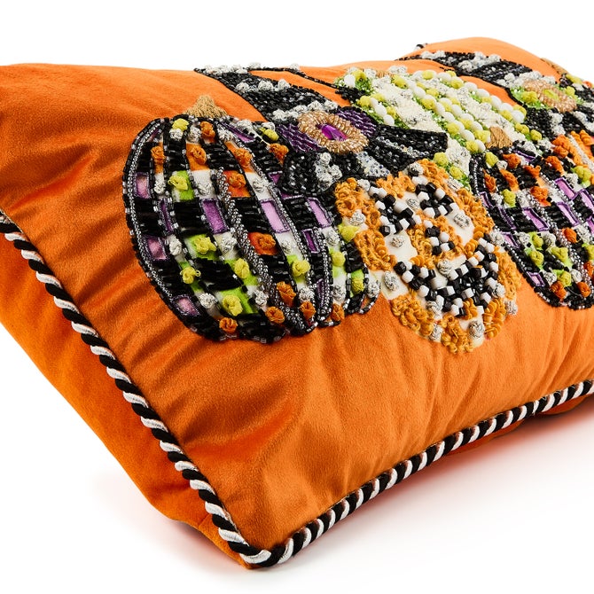 Jack O' Lantern in Hat Lumbar Throw Pillow