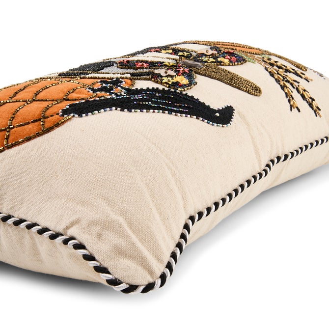 Pumpkin and Crow Lumbar Throw Pillow