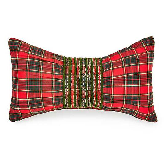 Tartan Red Bow Throw Pillow