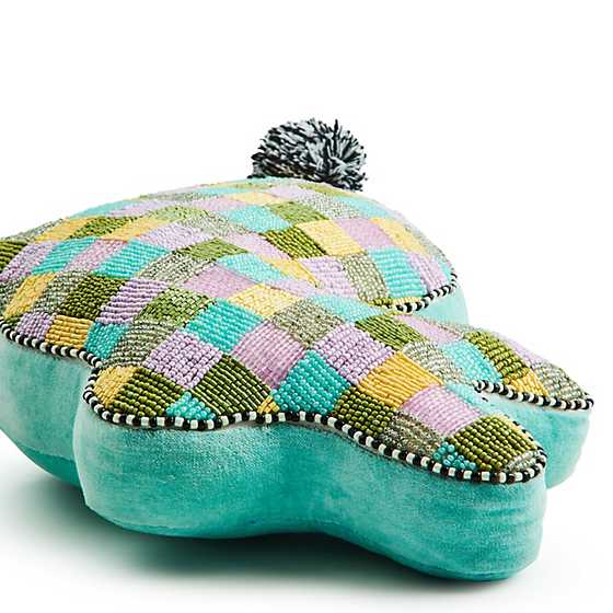 Multi Check Bunny Shaped Throw Pillow