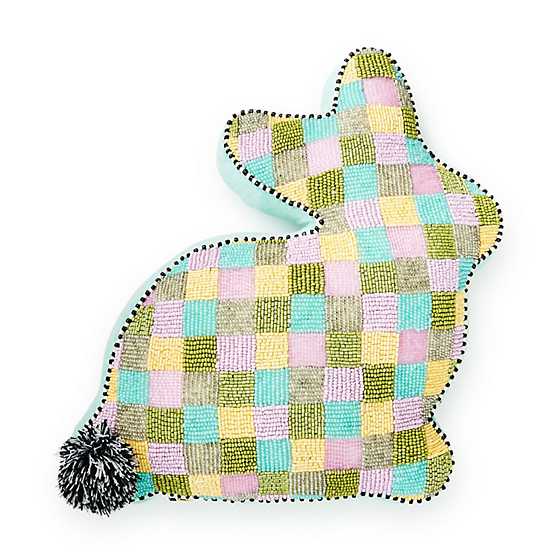 Multi Check Bunny Shaped Throw Pillow