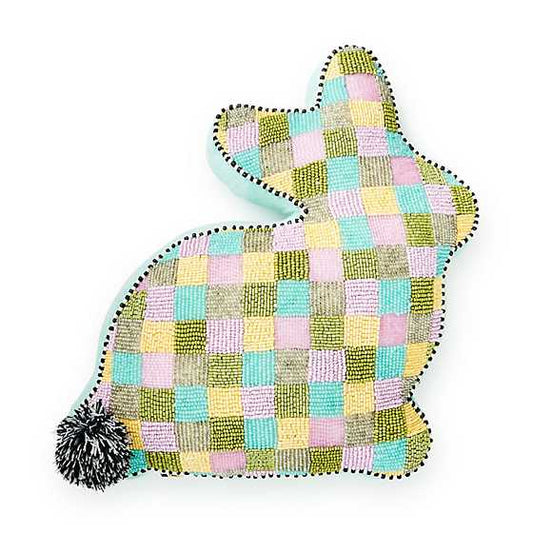 Multi Check Bunny Shaped Throw Pillow