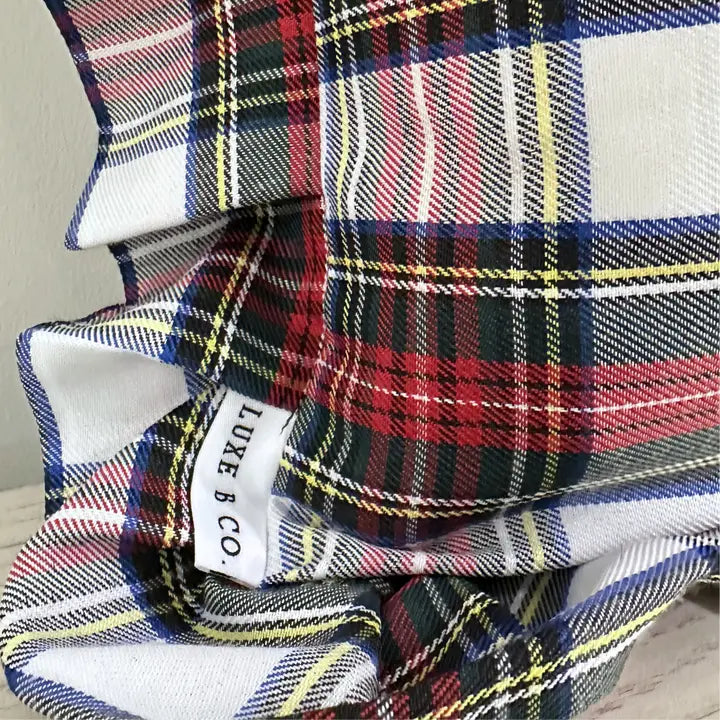 Ruffle Lumbar Holiday Plaid Pillow
