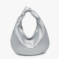 Silver Valentina Woven Hobo w/ Knotted Handle