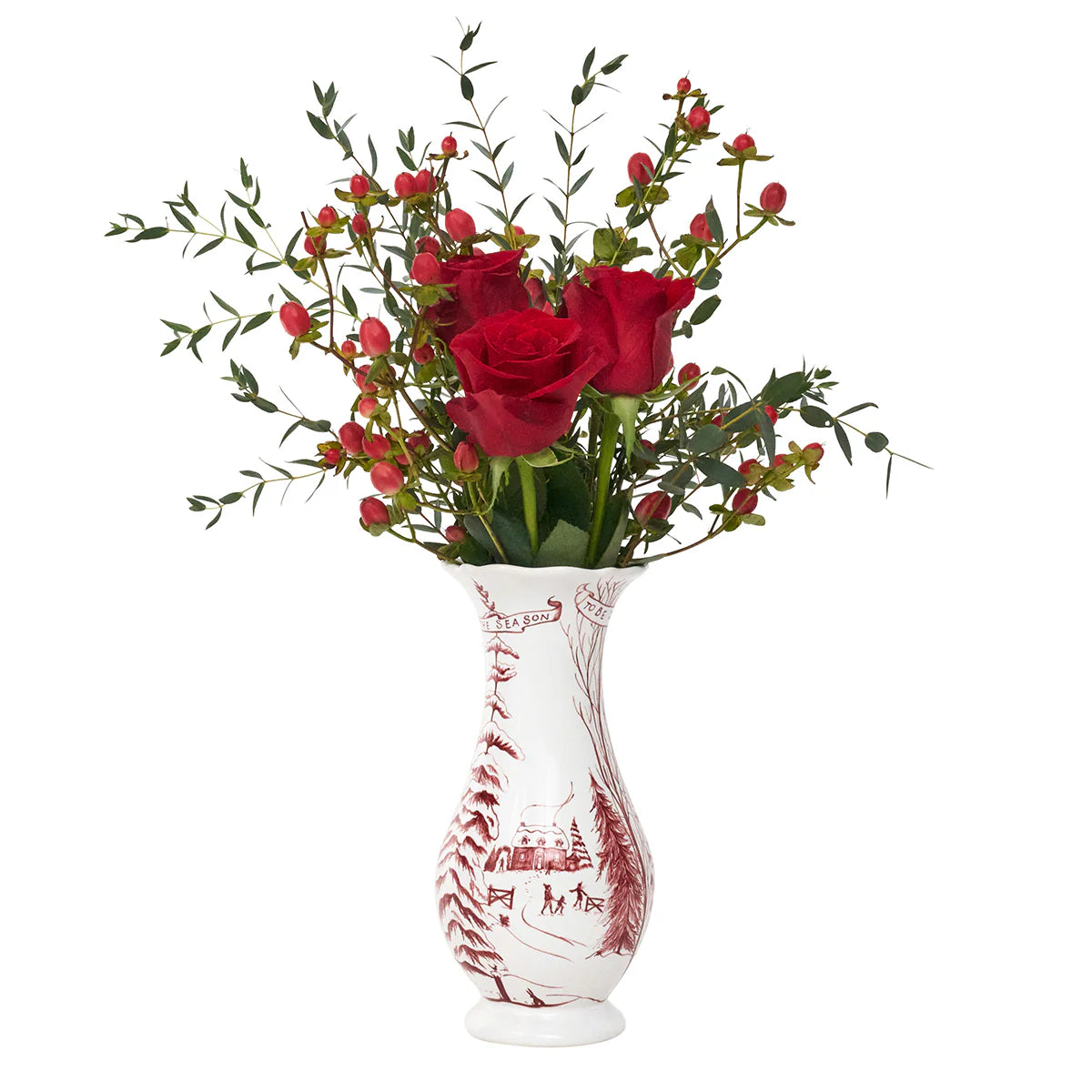 Country Estate Winter Frolic 9" Vase - Ruby