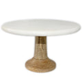 Medium Marble Round Cake Plate w/ Mango Wood Base