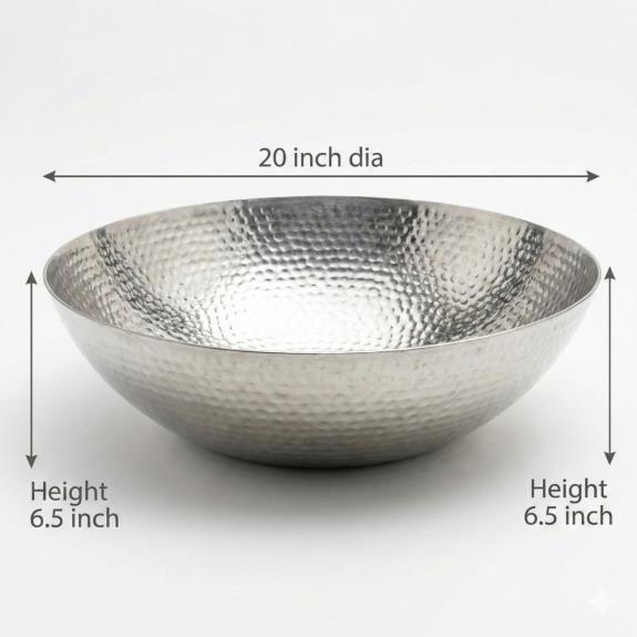 Large Round Hammered Salad Bowl / Beverage Tub