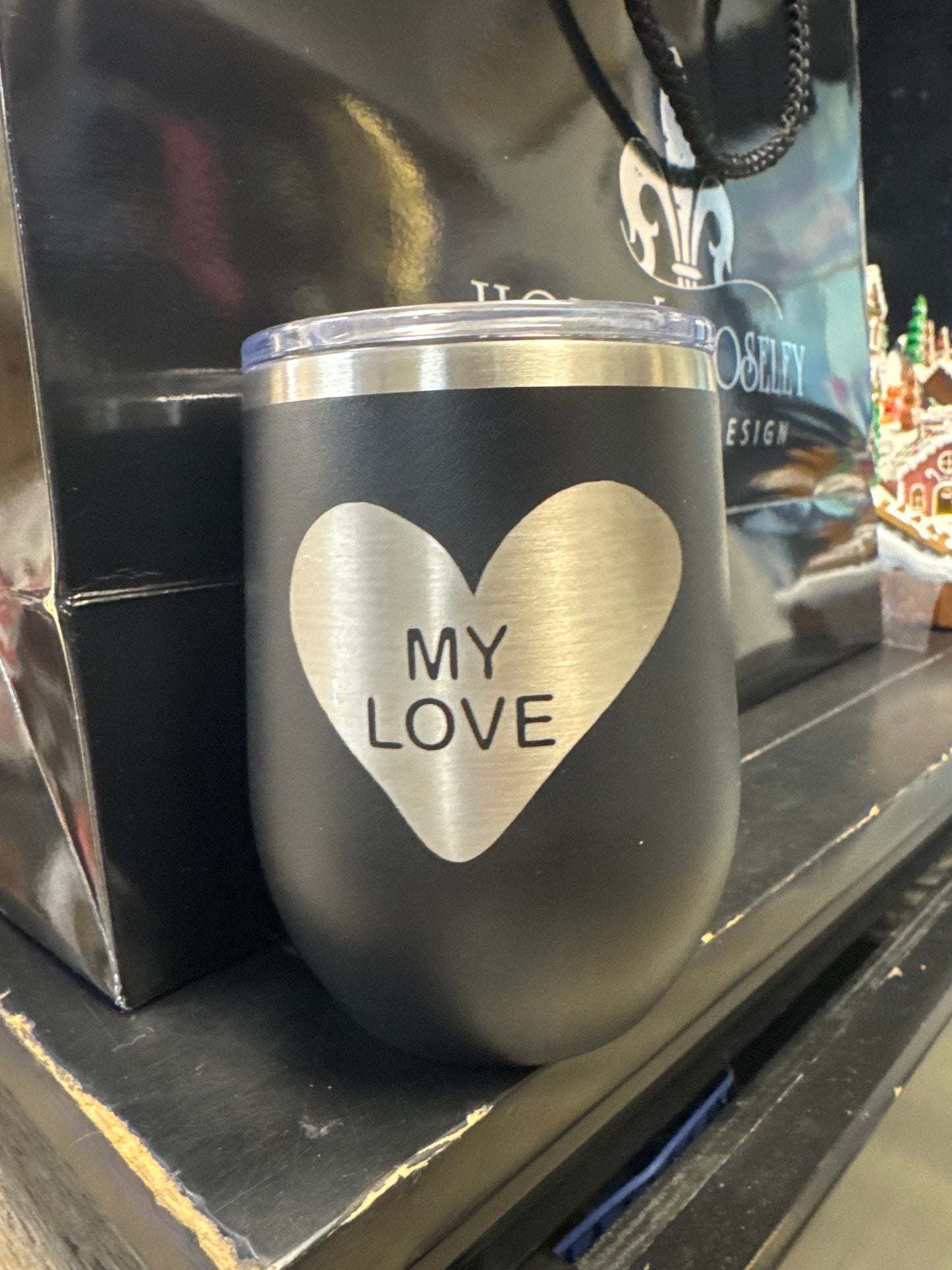 Black Valentine Gift My Love Candy Heart Tumbler - 12 or 16 oz.