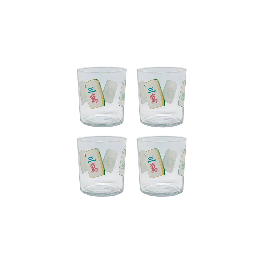 Mahjong Tiles Suite of 4 Double Old Fashioned Glasses
