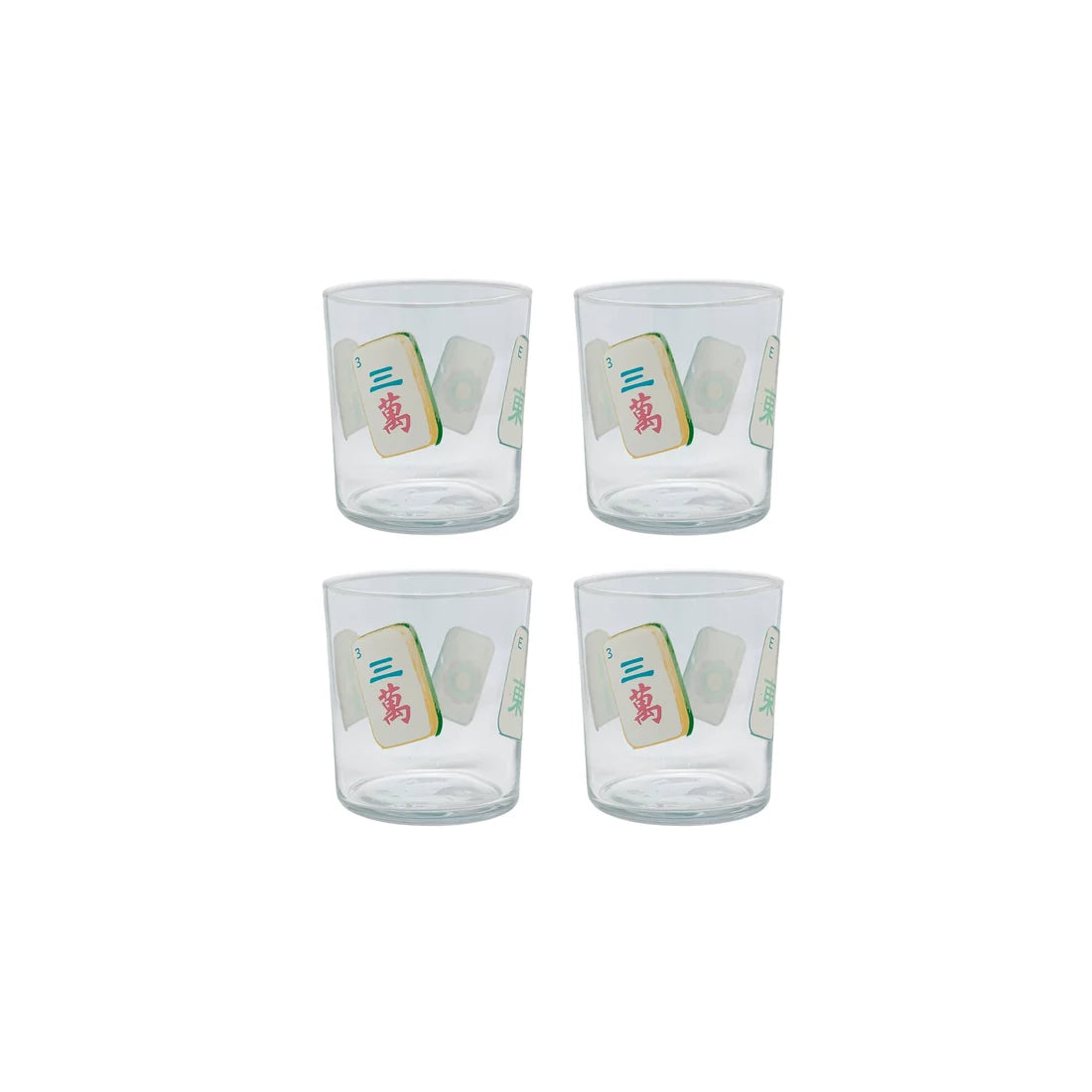 Mahjong Tiles Suite of 4 Double Old Fashioned Glasses