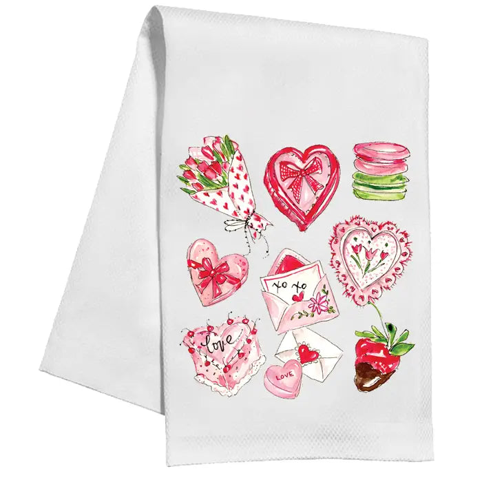 Valentines, Candy and Flowers Kitchen Towel