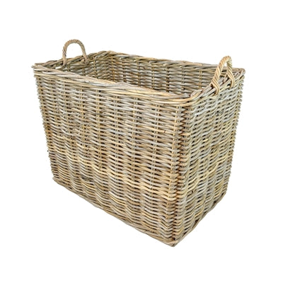 Grey Rectangle Rattan Baskets Set of 2