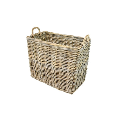 Grey Rectangle Rattan Baskets Set of 2