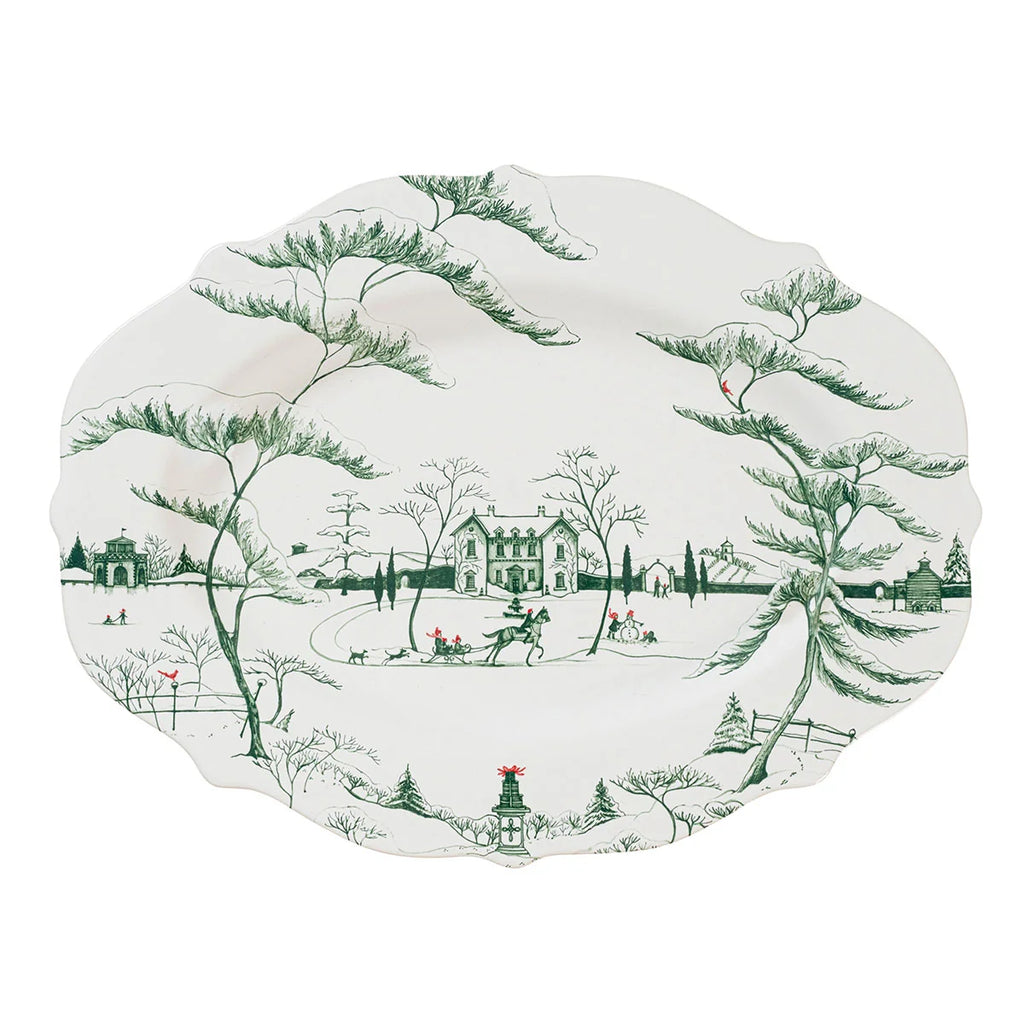 Winter Frolic 18" Platter - Evergreen