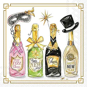 Party Champagne Bottles Paper Coasters