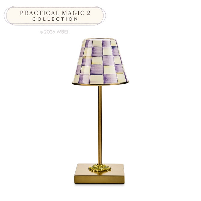 Violet Check LED Rechargeable Cafe Table Lamp