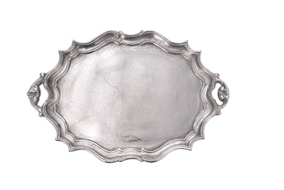 Aluminum Oval Baroque Tray, Raw Nickel