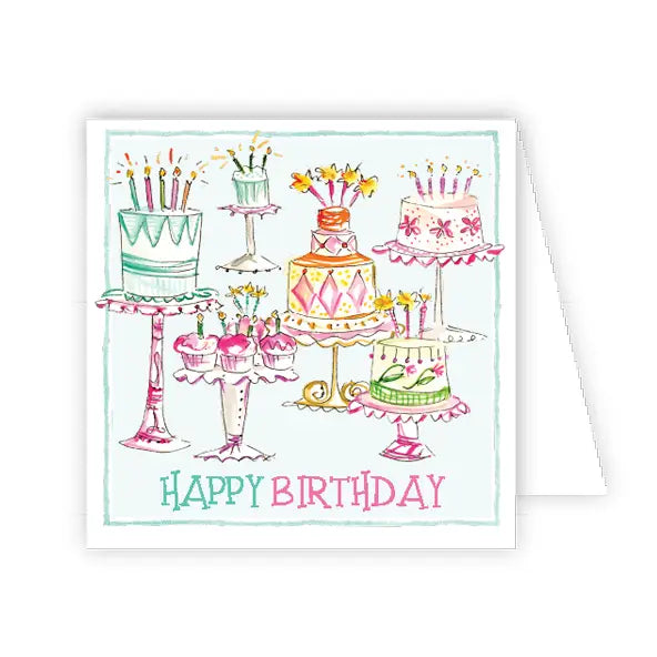 Handpainted Happy Birthday Multi Cakes Enclosure Card