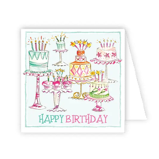 Handpainted Happy Birthday Multi Cakes Enclosure Card