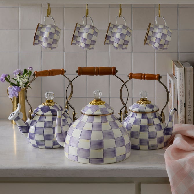 Violet Check 3 Quart Tea Kettle