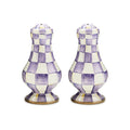 Violet Check Large Salt & Pepper Shakers