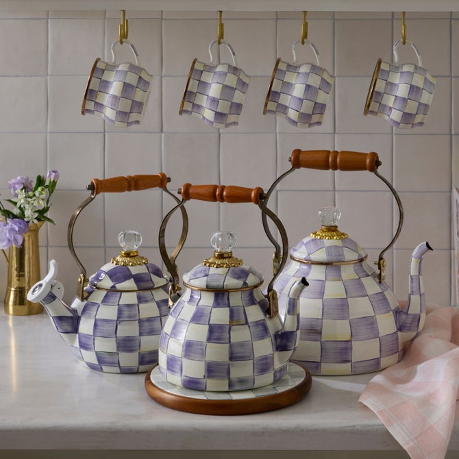 Violet Check 2 Quart Tea Kettle