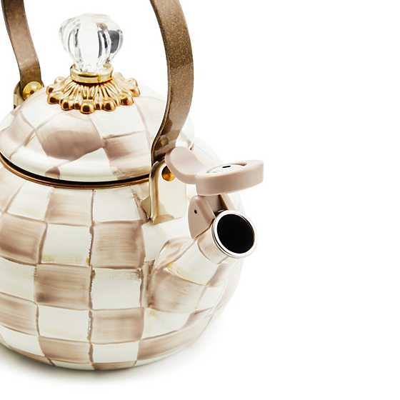 Mocha Check Whistling Tea Kettle