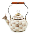 Mocha Check Whistling Tea Kettle