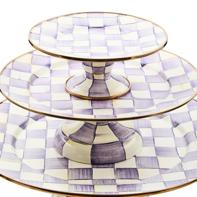Violet Check Mini Pedestal Platter