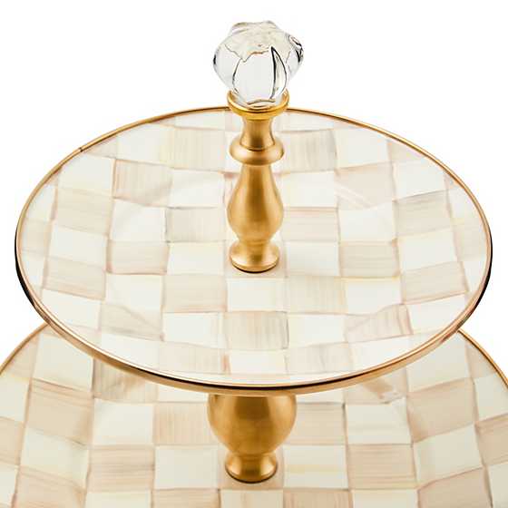 Mocha Check Two Tier Sweet Stand