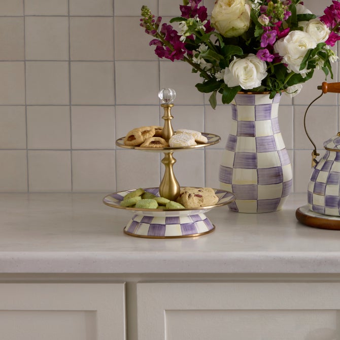 Violet Check Two Tier Sweet Stand