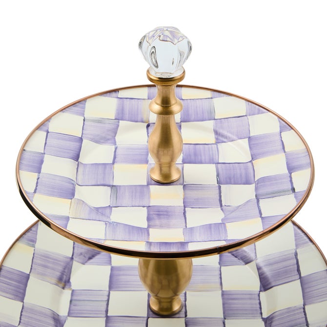 Violet Check Two Tier Sweet Stand