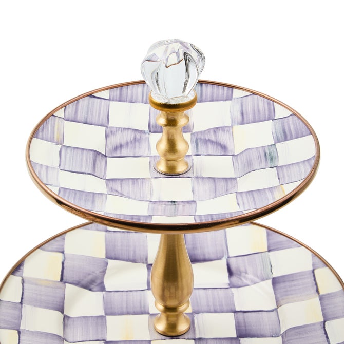 Violet Check Three Tier Sweet Stand