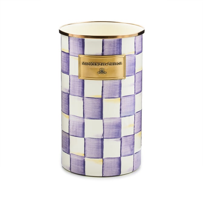 Violet Check Utensil Holder