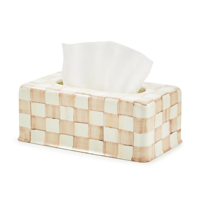 Mocha Check Standard Tissue Box Cover
