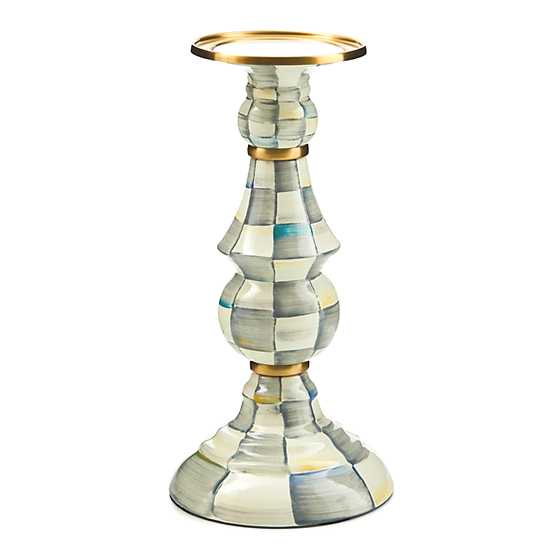 Sterling Check Large Pillar Candlestick