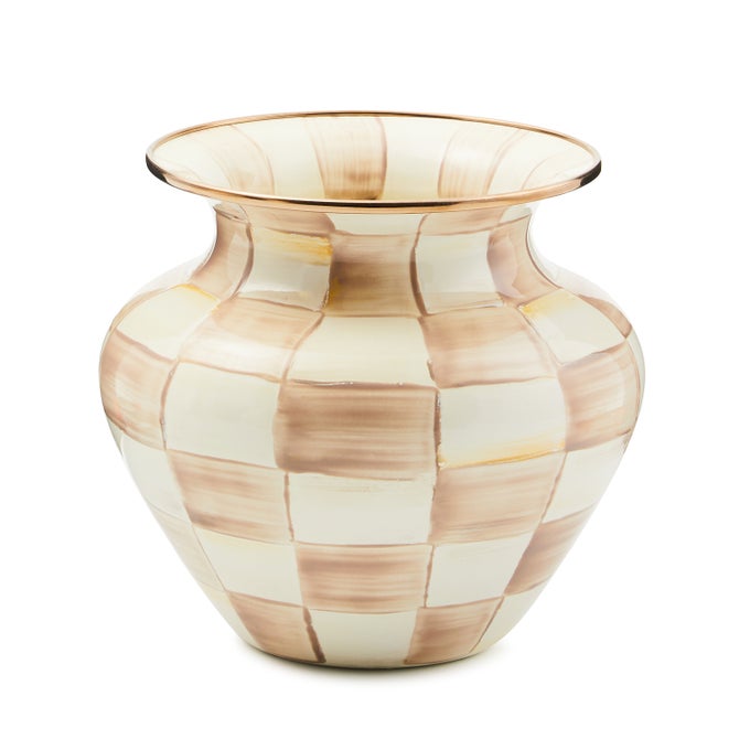 Mocha Check Large Vase