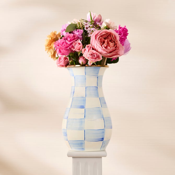Sky Check Tall Vase