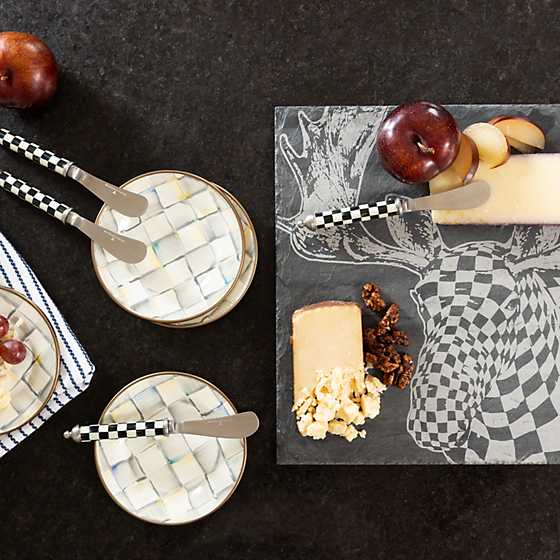 Sterling Check Appetizer Plates, Set of 4