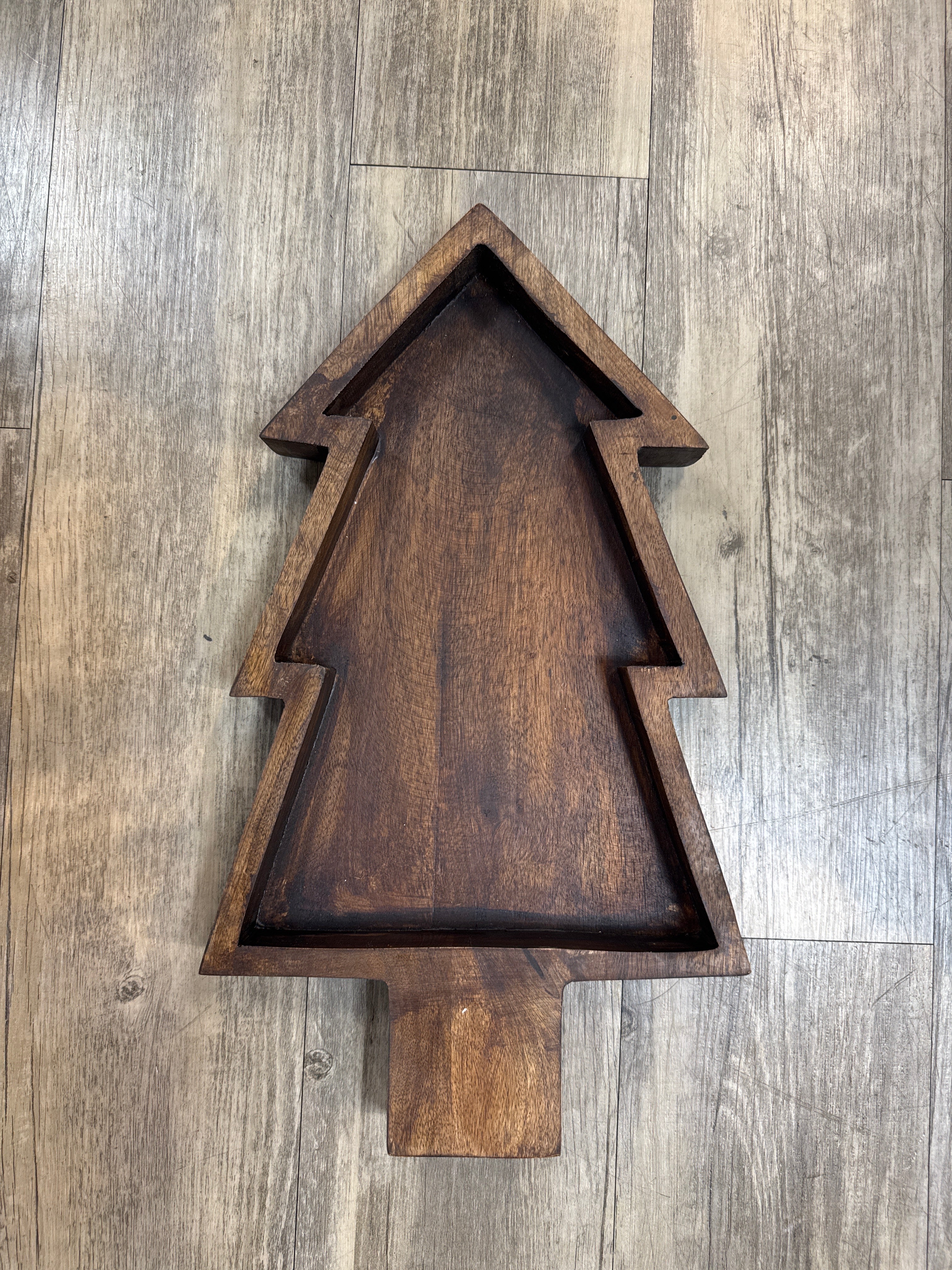 Dark Wood Christmas Tree Tray